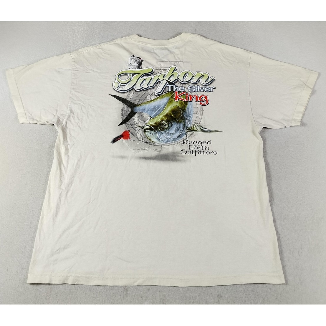 Rugged Earth Outfitters Shirt Mens 2xl White Tarpon Silver King Fish Graphic Tee